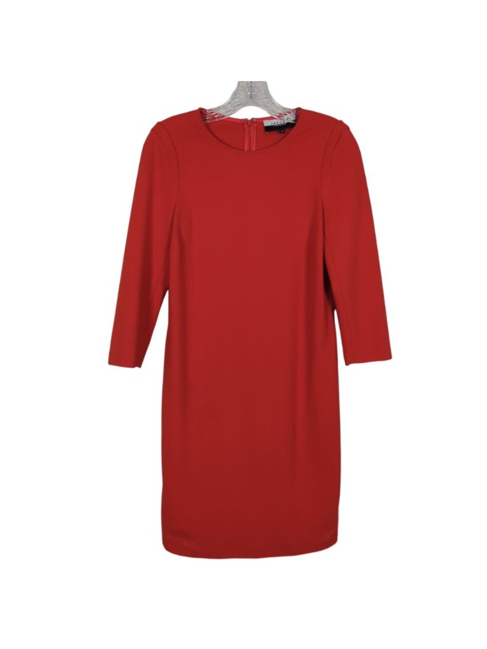 Jaeger London Dress Womens 6 Red Orange Sheath Stretch Long Sleeve Career - Picture 6 of 15